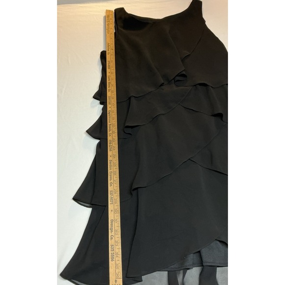 Dressbarn Collection Size 16 Black Cocktail Dress Chiffon Ruffles Sleeveless - Picture 11 of 16